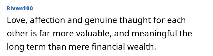 Comment highlights priorities over wealth in response to materialistic Dubai housewife's Christmas gifts.