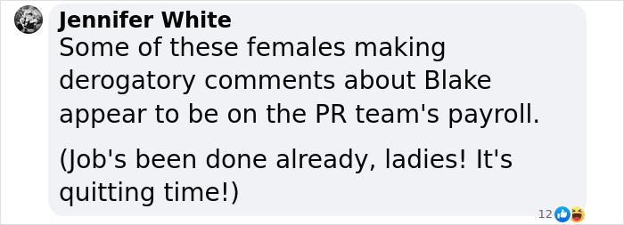 Social media post supporting Blake Lively with a fiery message about PR comments. Social media post supporting Blake Lively with a fiery message about PR comments.