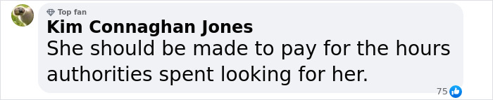 Comment by Kim Connaghan Jones criticizing Hannah Kobayashi's actions in a Facebook post. Comment by Kim Connaghan Jones criticizing Hannah Kobayashi's actions in a Facebook post.