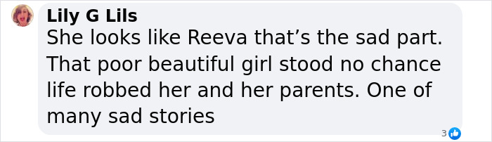 Comment discussing Reeva Steenkamp's tragic death and expressing sadness over her story.