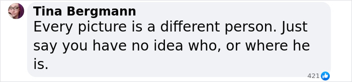 Tina Bergmann comments on image identity challenges, emphasizing uncertainty about individuals. Tina Bergmann comments on image identity challenges, emphasizing uncertainty about individuals.