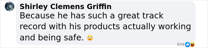User comment questioning Elon Musk's product safety for a 54-minute tunnel from London to New York.