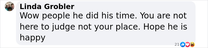 A social media comment about Oscar Pistorius's release and public judgment, showing engagement with likes and reactions.