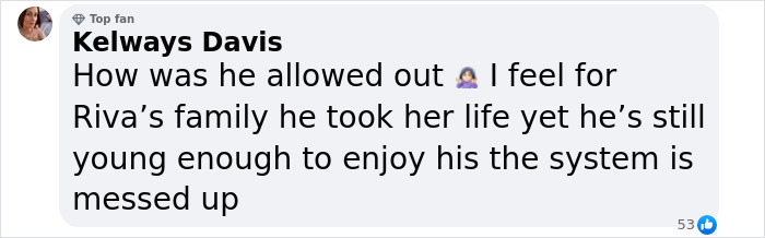 Social media comment discussing Oscar Pistorius' release and mentioning Reeva Steenkamp homicide.