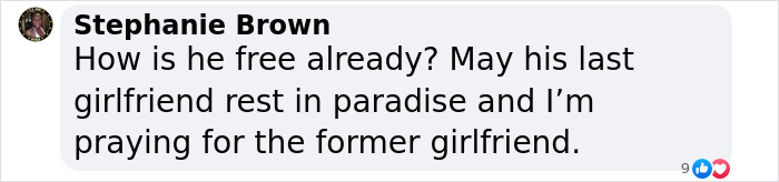 Comment expressing disbelief about release, mentions support for Reeva Steenkamp.