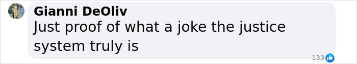 Text comment saying, "Just proof of what a joke the justice system truly is," related to Oscar Pistorius and Reeva Steenkamp.
