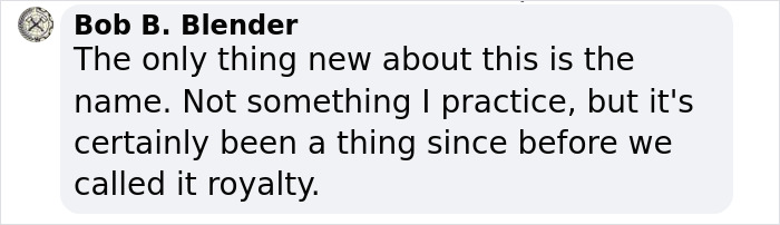 Comment by Bob B. Blender discussing the dating trend "throning.