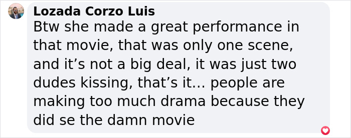 Social media comment discussing Zendaya's performance in a movie scene.