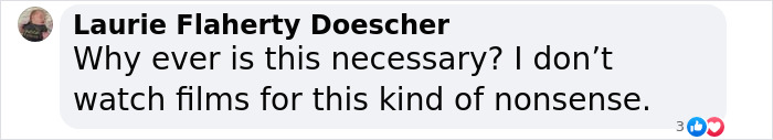 Comment questioning the necessity of certain scenes in films, expressing personal disinterest.