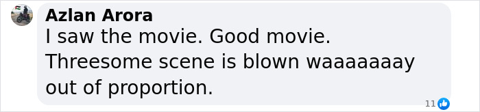 A social media comment about a movie scene being blown out of proportion.