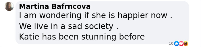 Comment discussing Ozempic Face and weight-loss, expressing concern about societal standards. Comment discussing Ozempic Face and weight-loss, expressing concern about societal standards.