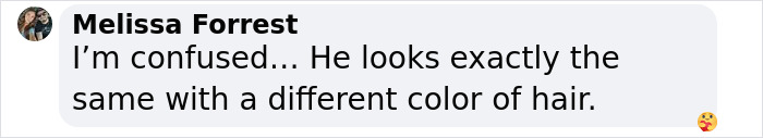 Comment discussing Matt Rife's look, mentioning his hair color change.