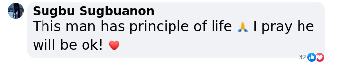 Facebook comment with supportive message and emojis about recovery after accident.