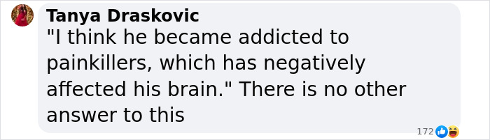 Tanya Draskovic's comment discussing Luigi Mangione's painkiller addiction impact.