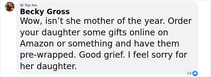 Comment criticizing parenting, expressing sympathy for daughter in context of a viral parenting issue.
