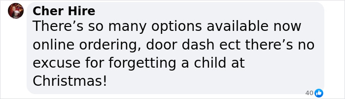 Comment about parenting and online ordering options during Christmas.