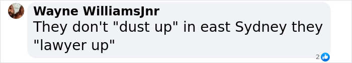 Comment mentioning legal actions in eastern Sydney after an incident. Comment mentioning legal actions in eastern Sydney after an incident.