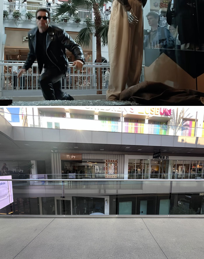 Famous movie filming location showing a mall scene from a popular film, highlighting its cinematic significance.