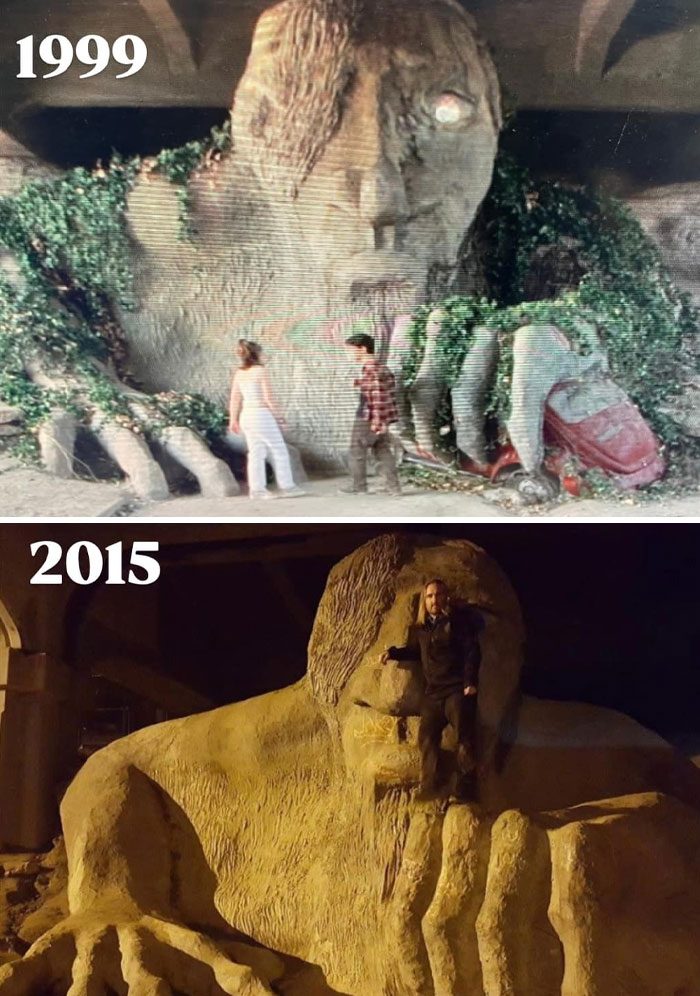 A giant troll sculpture under a bridge, a famous movie location from 1999 and 2015.