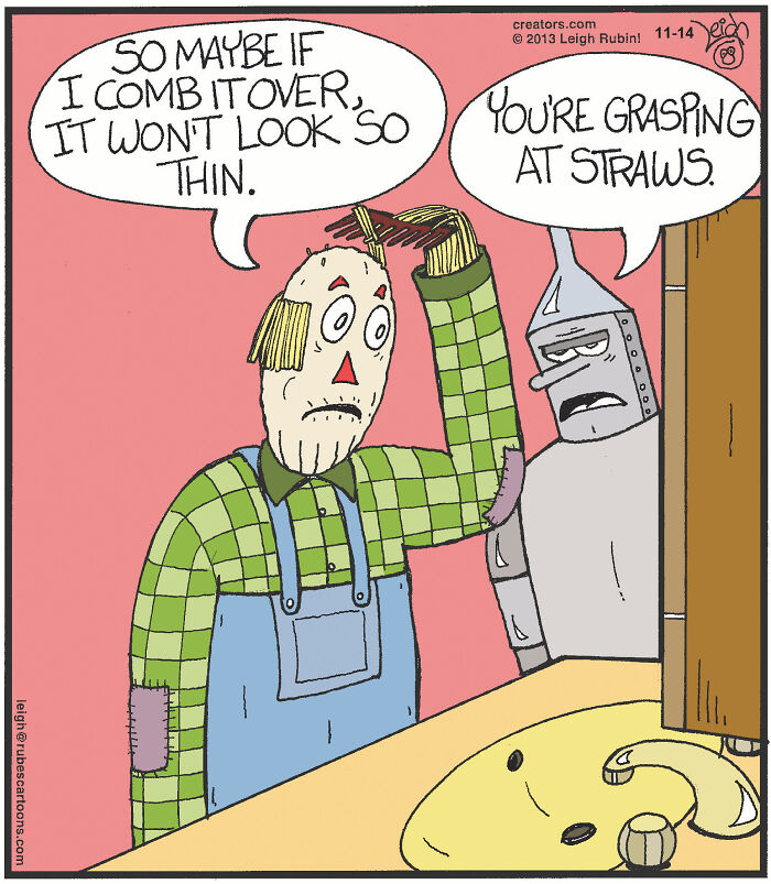 Comic panel featuring characters inspired by Wicked and Wizard of Oz with a humorous take on hair and straws.