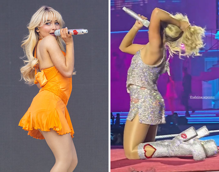 Female celebrity singer in vibrant outfits performing on stage, capturing attention during 2024 celebrity scandals.