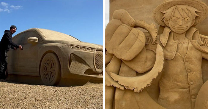 26 Sand Sculptures By This Italian Artist That Blend Architecture, Nature, And Pop Culture