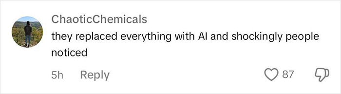 Comment expressing disappointment about Spotify Wrapped 2024 using AI, with high engagement.