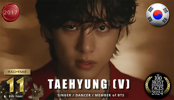 Portrait of a man named Taehyung, ranked as one of the most handsome men of 2024 by The Independent Critics.