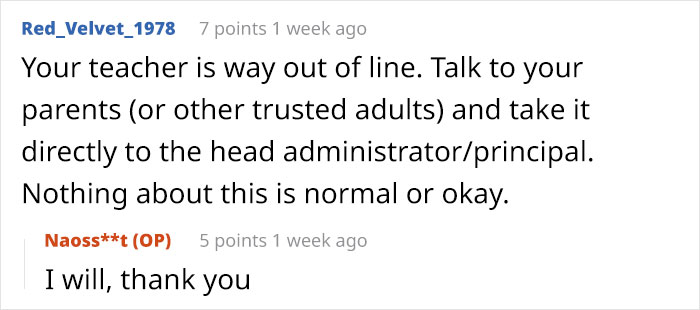 Reddit conversation about confronting a teacher, advice shared, related to teacher-clocking-periods. Reddit conversation about confronting a teacher, advice shared, related to teacher-clocking-periods.