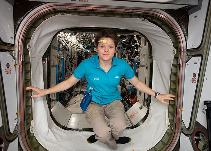 Astronaut in a space station, engaging in zero-gravity activities, illustrating interesting and intriguing facts.