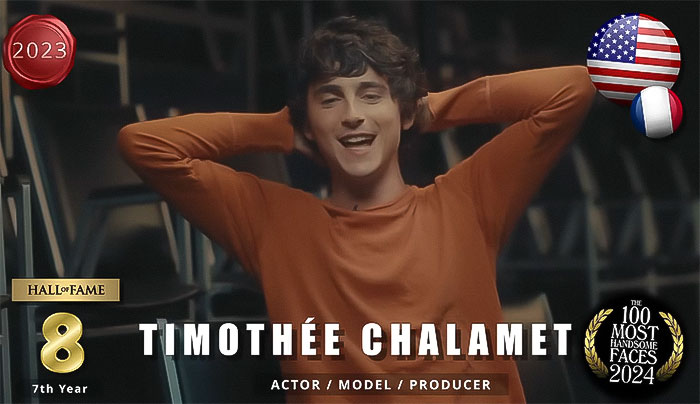 "Handsome men 2024: actor smiling, wearing an orange sweater, with 'The Independent Critics' ranking badge displayed.