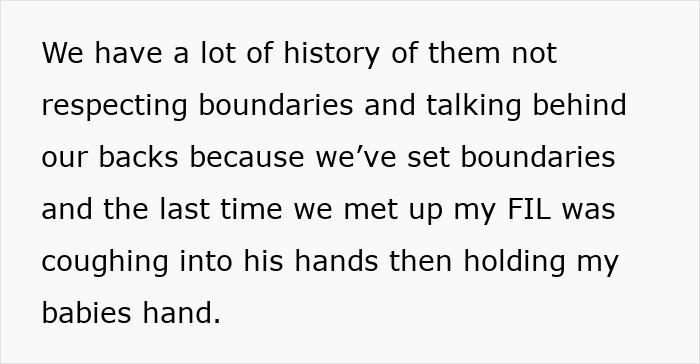 Text highlighting family conflict over boundaries with in-laws. Text highlighting family conflict over boundaries with in-laws.