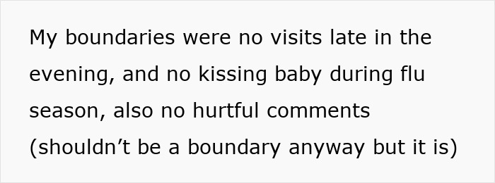 Text discussing boundaries in a relationship, focusing on personal limits and family interactions.