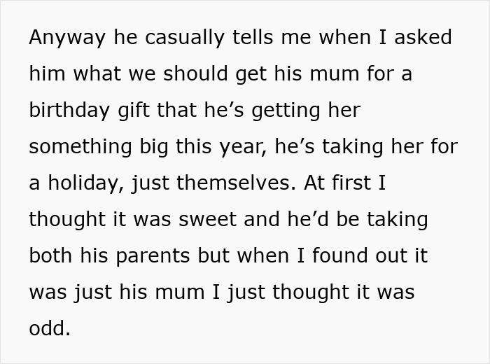 Text message about partner's holiday plans with his mom instead of parents.