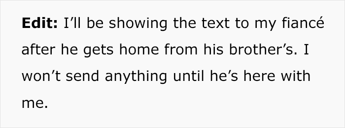 Text message from bride about showing fianc&eacute; a confession from her male best friend.