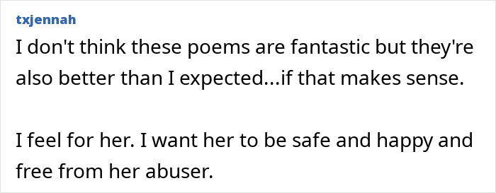 "Comment on Megan Fox's poetry expressing concern and hope for safety, highlighting the poems' unexpected quality.