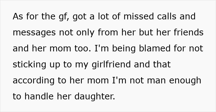 Text message about family discomfort with gf's rude behavior, expressing blame and unresolved issues.