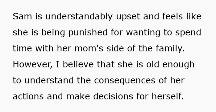 Text discussing consequences of prioritizing mom’s family over other grandma’s college tuition promise. Text discussing consequences of prioritizing mom’s family over other grandma’s college tuition promise.