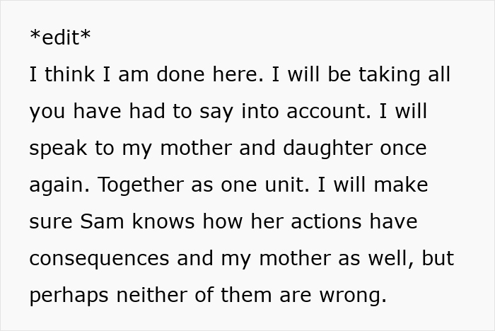 Text discussing consequences of granddaughter prioritizing mom's family over college tuition. Text discussing consequences of granddaughter prioritizing mom's family over college tuition.