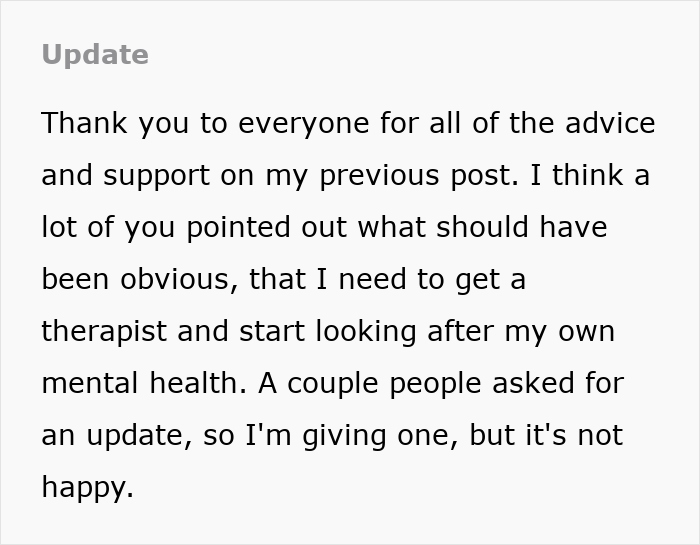 Text update on mental health following infidelity accusations, therapist needed for recovery but news isn't happy. Text update on mental health following infidelity accusations, therapist needed for recovery but news isn't happy.