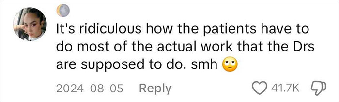 Comment on medical binder hack highlighting patient responsibilities, with a skeptical emoji, dated 2024-08-05. Comment on medical binder hack highlighting patient responsibilities, with a skeptical emoji, dated 2024-08-05.