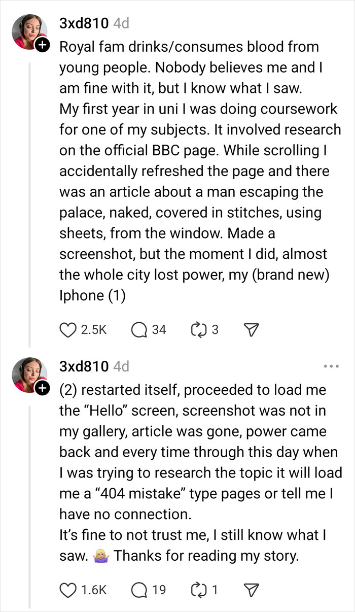 Social media post of a person sharing a celebrity rumor they believe.