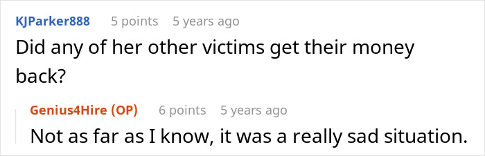Reddit comments discussing apartment scam victims and their outcomes. Reddit comments discussing apartment scam victims and their outcomes.