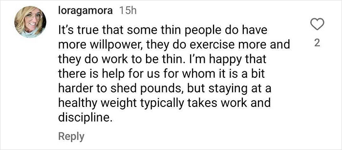 Comment about thin people, willpower, exercise, and maintaining weight, related to insights from taking Ozempic. Comment about thin people, willpower, exercise, and maintaining weight, related to insights from taking Ozempic.