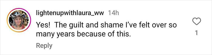 Instagram comment discussing feelings of guilt and shame related to perspectives on thin people and Ozempic. Instagram comment discussing feelings of guilt and shame related to perspectives on thin people and Ozempic.