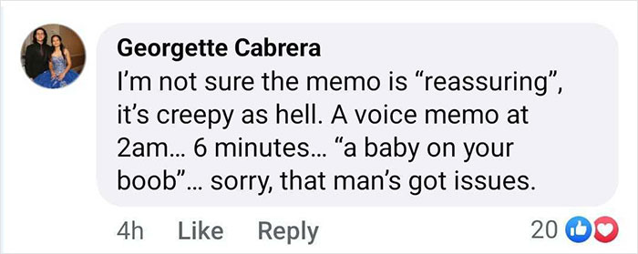 Facebook comment discussing a Justin Baldoni apology voice message, expressing concerns about its content.