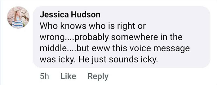 Comment expressing distaste about a voice message related to Justin Baldoni's apology.