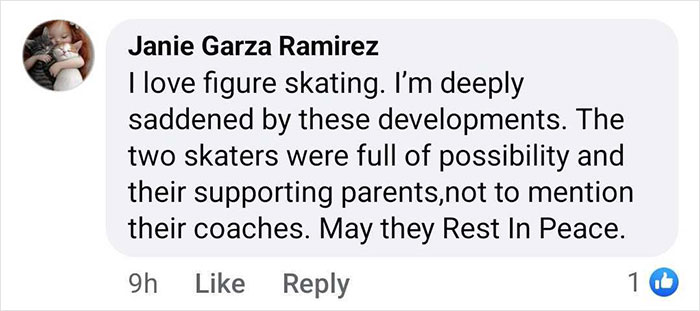 Comment expresses sadness for child ice skating duo, victims of D.C. crash, honoring their potential and supporting figures. Comment expresses sadness for child ice skating duo, victims of D.C. crash, honoring their potential and supporting figures.