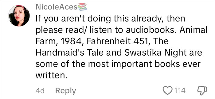 Comment advising on important books like "Animal Farm" and "1984" in context of current American affairs discussion.