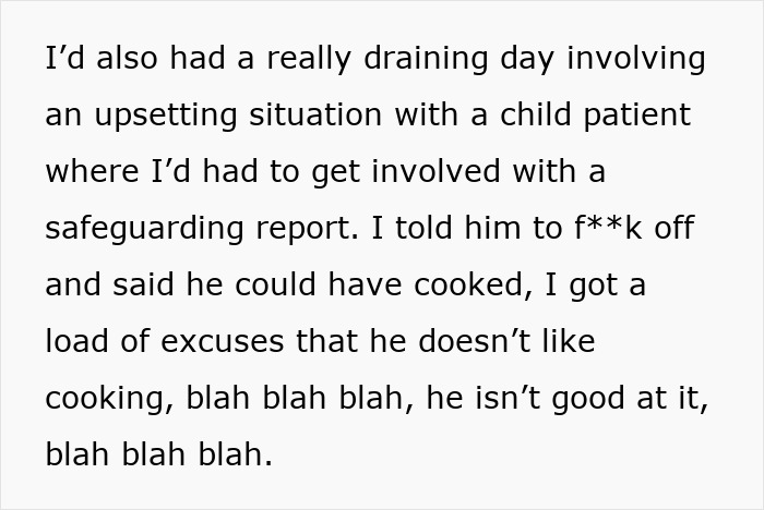 Text excerpt about relationship issues and a partner's refusal to help with tasks.